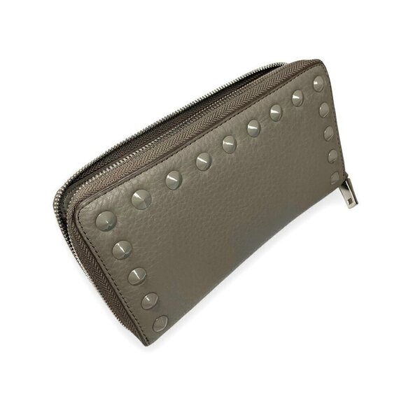 New J.Crew Continental Zip Around Wallet Grey Leather Studded Large 8 Card Slots - Picture 4 of 10
